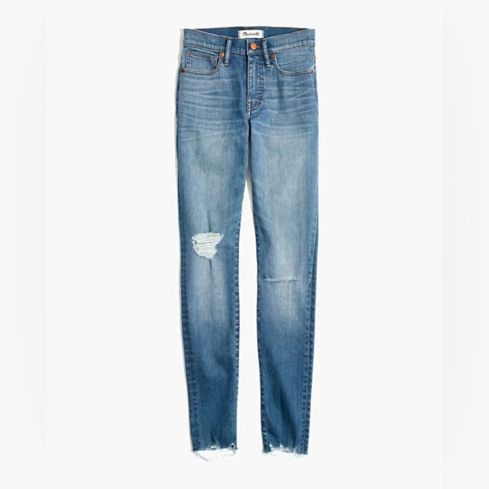 Madewell 9" Mid-Rise Skinny Jeans in Frankie Wash: Torn-Knee Edition Sz 24 - Picture 2 of 14